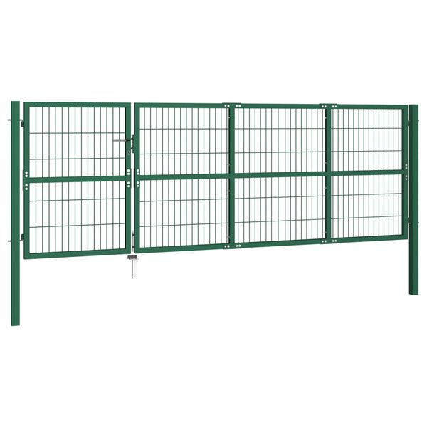 vidaXL Portail de jardin avec poteaux 350 x 120 cm, acier vert