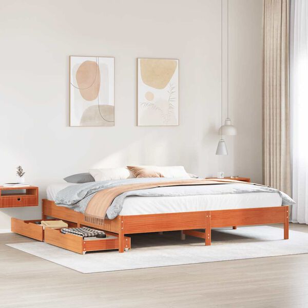 vidaXL Cadre de lit sans matelas cire marron 180x200cm bois pin massif