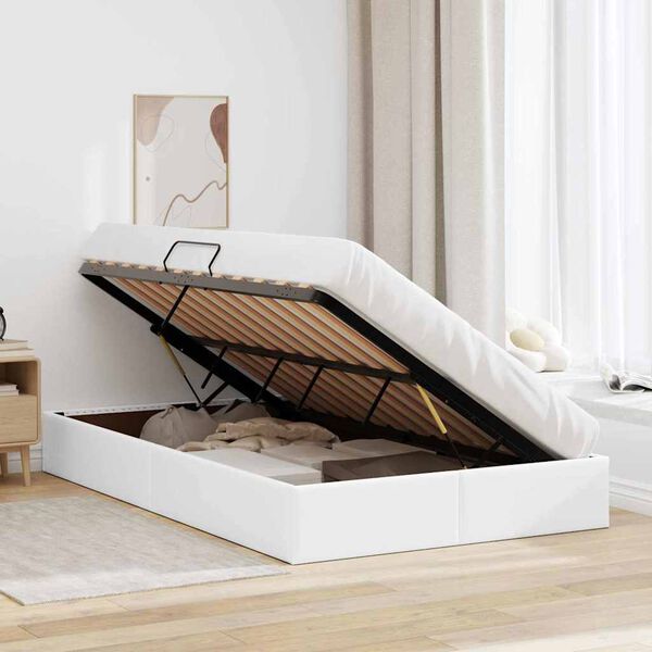 vidaXL Lit de Rangement avec matelas Blanc pur 120 x 200 cm Faux cuir