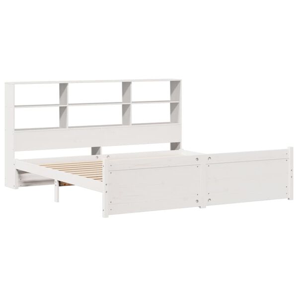 vidaXL Lit biblioth&egrave;que sans matelas blanc 180x200 cm bois pin massif