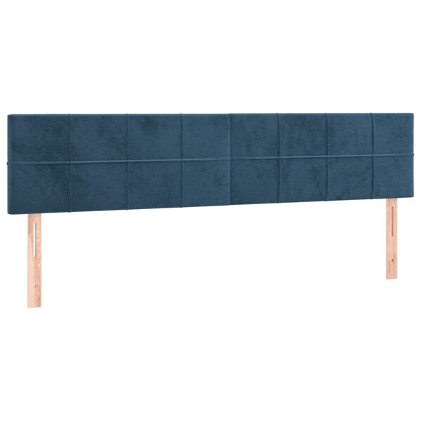 vidaXL T&ecirc;te de lit &agrave; LED Bleu fonc&eacute; 200x5x78/88 cm Velours