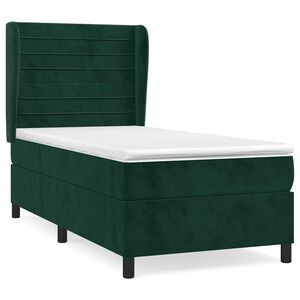 vidaXL Sommier &agrave; lattes de lit et matelas Vert fonc&eacute; 80x200 cm Velours
