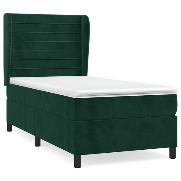 vidaXL Sommier &agrave; lattes de lit et matelas Vert fonc&eacute; 80x200 cm Velours