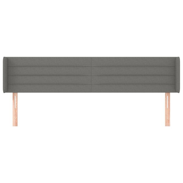 vidaXL T&ecirc;te de lit avec oreilles Gris fonc&eacute; 163x16x78/88 cm Tissu