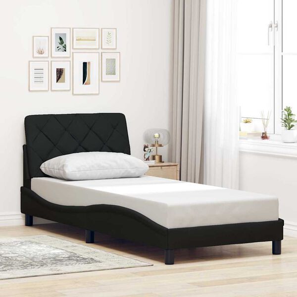 vidaXL Cadre de lit avec LED sans matelas noir 90x200 cm tissu