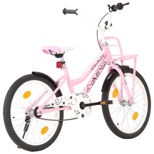 vidaXL Vélo enfant avec porte-bagages avant 20 pouces Rose et noir
