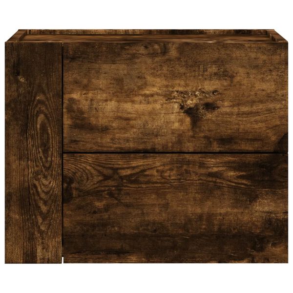 vidaXL Table de chevet murale ch&ecirc;ne fum&eacute; 45x30x35 cm