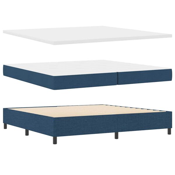 vidaXL Lit &agrave; ressorts avec matelas Bleu 200 x 200 cm tissu