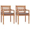 vidaXL Chaises Batavia lot de 2 avec coussins gris fonc&eacute; Bois de teck