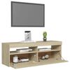 vidaXL Meuble TV avec lumi&egrave;res LED ch&ecirc;ne sonoma 120x35x40 cm