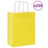 vidaXL Sacs en papier 250 pcs avec poign&eacute;es jaune 21x11x28 cm