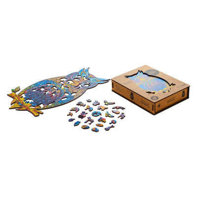 UNIDRAGON Puzzle en bois 186 pcs Charming Owl Moyen 21x35 cm
