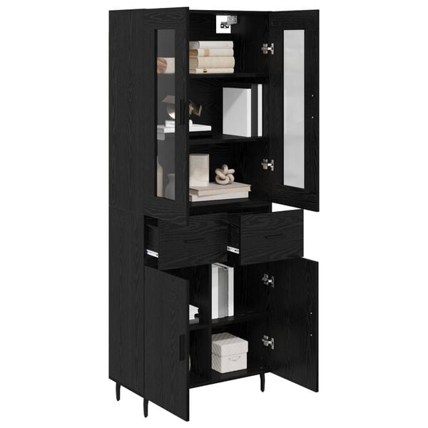 vidaXL Haut Armoire 2 pcs Chêne noir Bois Aggloméré et Verre