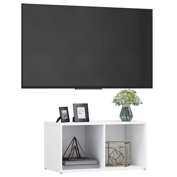 vidaXL Meuble TV blanc 72x35x36,5 cm bois d’ingénierie