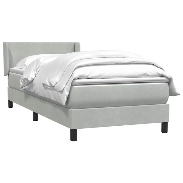vidaXL Sommier &agrave; lattes de lit et matelas gris clair 90x210 cm velours
