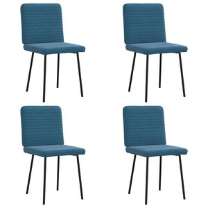 vidaXL Chaises &agrave; manger lot de 4 Bleu Velours