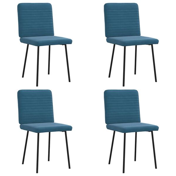 vidaXL Chaises &agrave; manger lot de 4 Bleu Velours