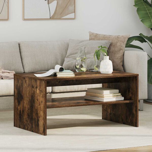 vidaXL Table basse Ch&ecirc;ne fum&eacute; 80 x 50 x 40 cm Bois d'ing&eacute;nierie