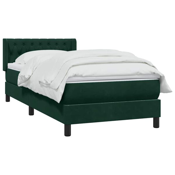 vidaXL Sommier &agrave; lattes de lit et matelas vert fonc&eacute; 90x210 cm velours