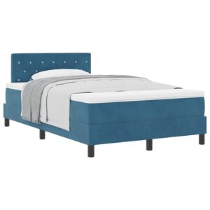 vidaXL Lit &agrave; ressorts avec matelas Bleu fonc&eacute; 120 x 190 cm Velours