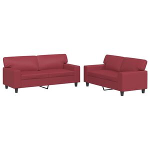 vidaXL Ensemble de canap&eacute;s 2 pcs rouge bordeaux similicuir