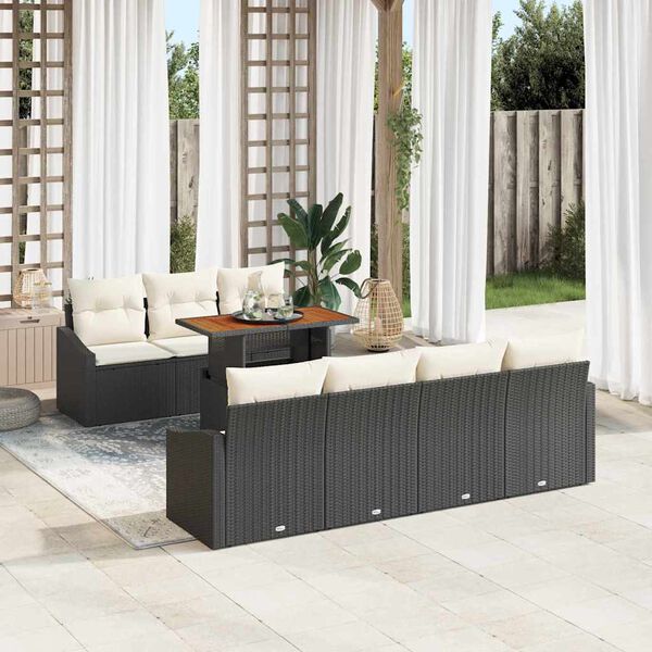 vidaXL Ensemble de salle &agrave; manger pour jardin 8 pcs Noir et Cr&egrave;me
