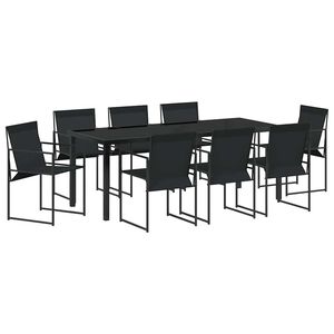 vidaXL Ensemble de salle &agrave; manger pour jardin 9 pcs Noir