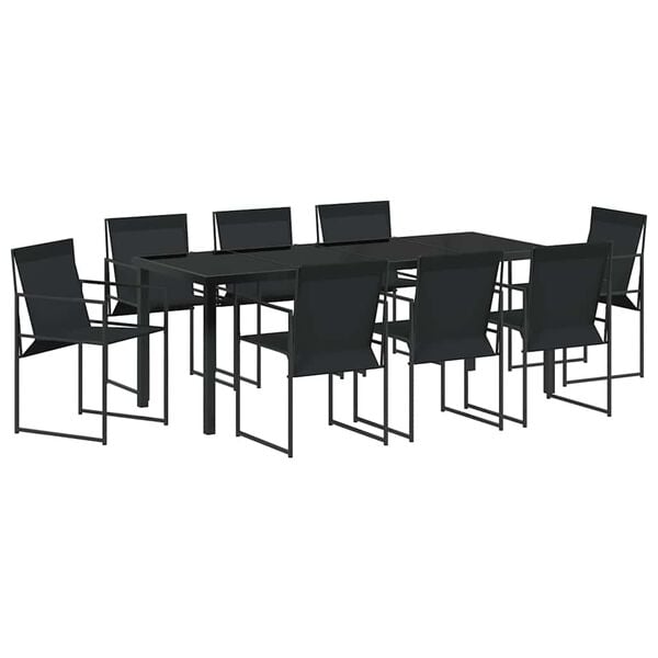 vidaXL Ensemble de salle &agrave; manger pour jardin 9 pcs Noir