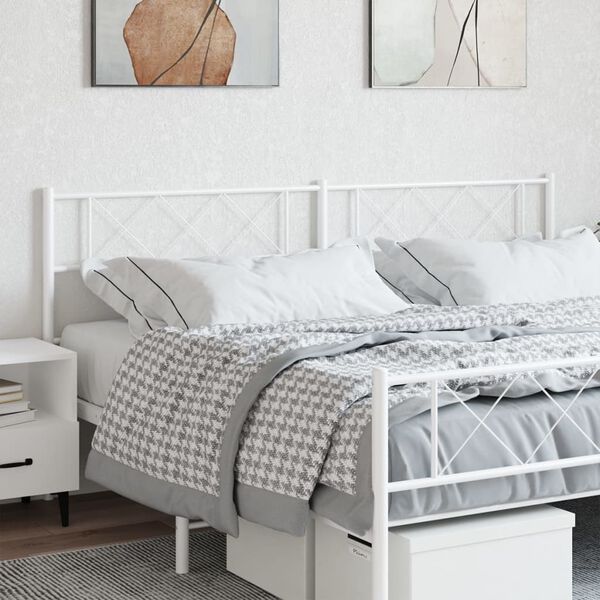 vidaXL T&ecirc;te de lit de remplacement m&eacute;tal blanc 200 cm