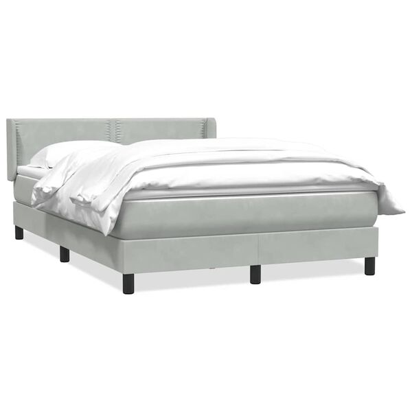 vidaXL Sommier &agrave; lattes de lit et matelas gris clair 140x220cm velours
