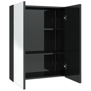 vidaXL Armoire &agrave; miroir de salle de bain 60x15x75 cm MDF Noir brillant