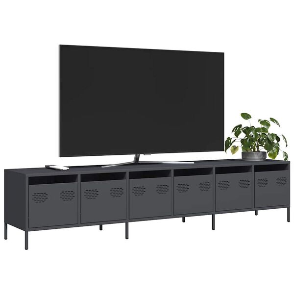 vidaXL Meuble TV anthracite 202x39x43,5 cm acier laminé à froid