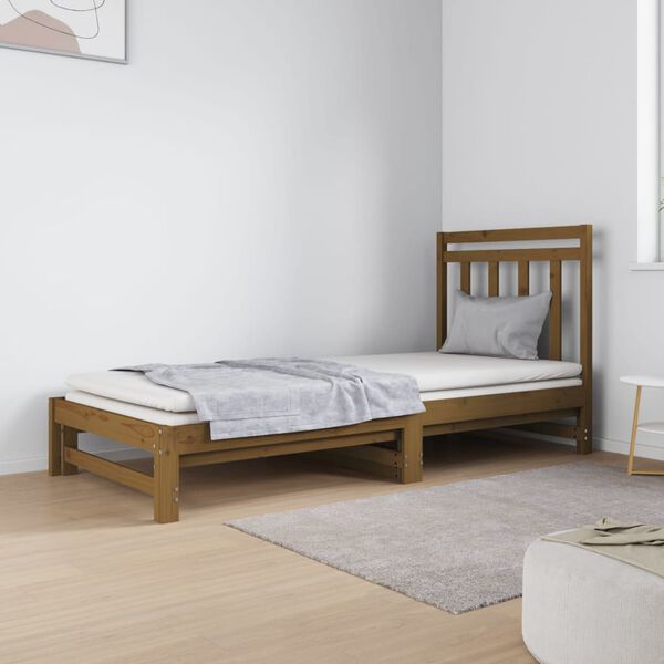 vidaXL Lit coulissant sans matelas marron miel 2x(90x190) cm