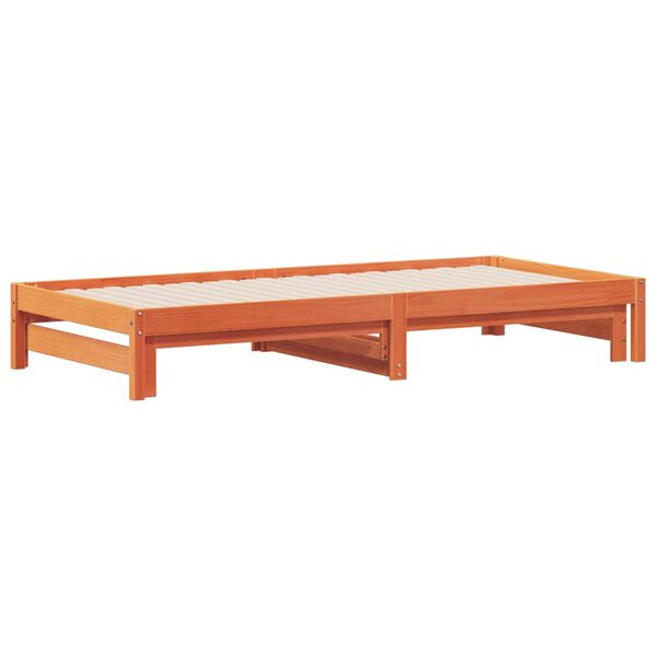 vidaXL Lit de jour et lit gigogne sans matelas cire marron 90x200 cm