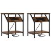vidaXL Cabinet de chevet 2 pc Ch&ecirc;ne fum&eacute; 38 x 30 x 48 cm