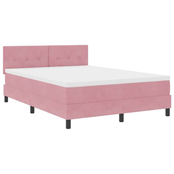 vidaXL Lit &agrave; ressort LED avec matelas Rose 140 x 190 cm Velours