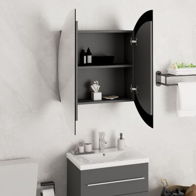 vidaXL Armoire de salle de bain miroir rond et LED Gris 54x54x17,5 cm