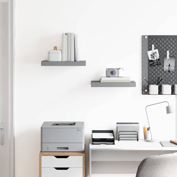 vidaXL &Eacute;tag&egrave;res murales flottantes 2 pcs Gris 40x23x3,8 cm MDF