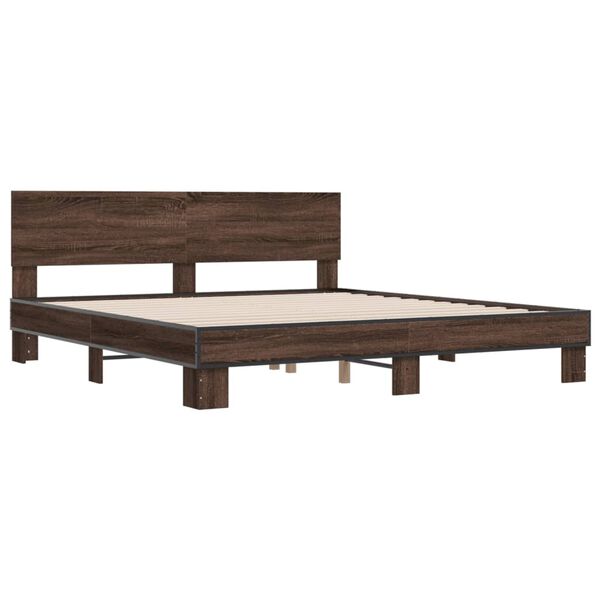 vidaXL Cadre de lit sans matelas ch&ecirc;ne marron 200x200 cm