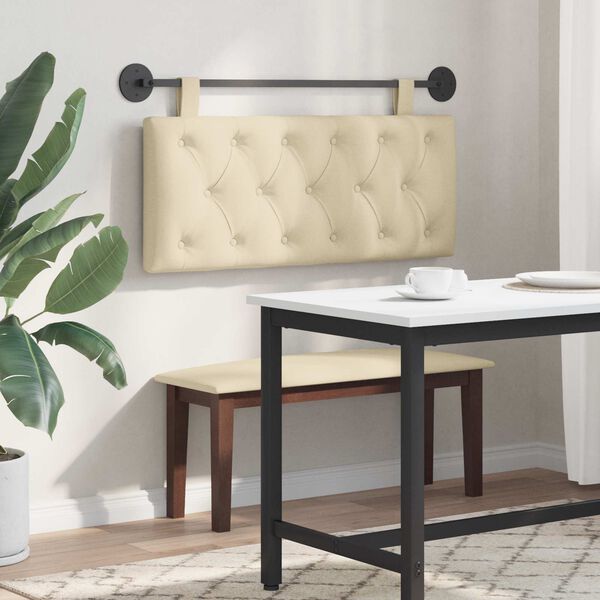 vidaXL T&ecirc;te de lit suspendue Montage mural Cr&egrave;me 110 x 55 x 7 cm tissu