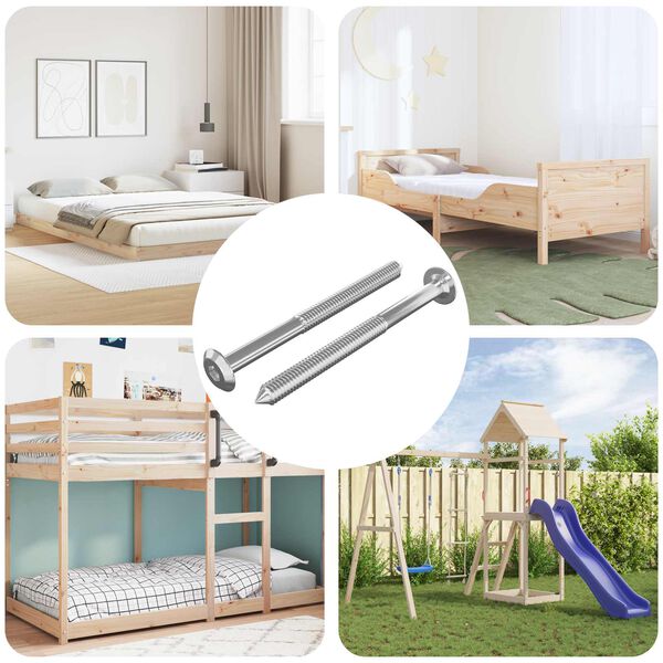 vidaXL Vis pour meubles 2 pcs Argent&eacute; M6 x 70 mm Acier