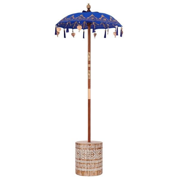 vidaXL Parasol balinais avec base Bleu 95 x 95 x 260 cm