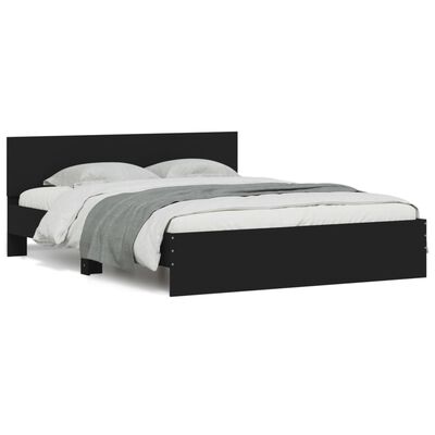 vidaXL Cadre de lit avec tête de lit et LED noir 150x200 cm
