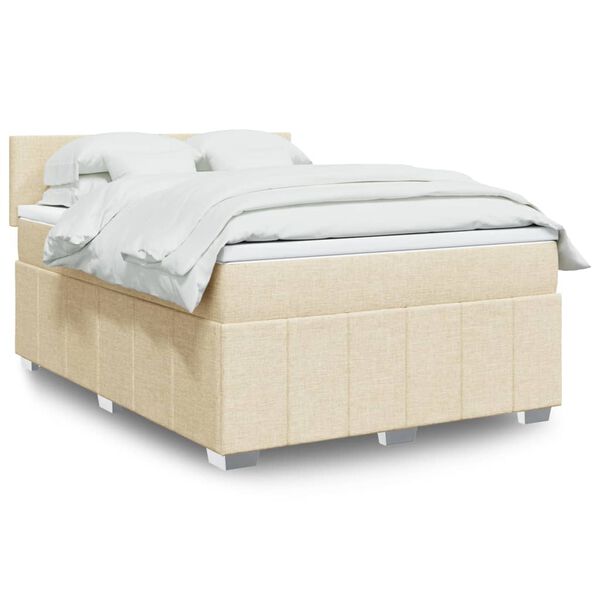 vidaXL Sommier &agrave; lattes de lit avec matelas Cr&egrave;me 160x200 cm Tissu