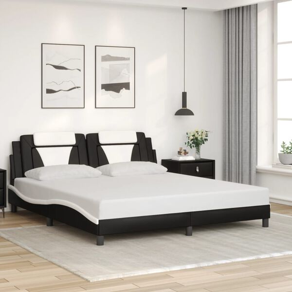 vidaXL Cadre de lit Viana avec LED sans matelas noir et blanc 180x200 cm