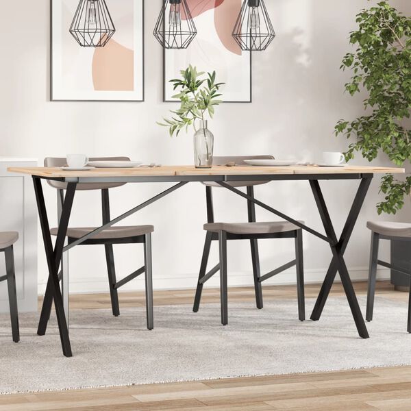 vidaXL Pieds de table &agrave; manger cadre en X 140x60x73 cm acier