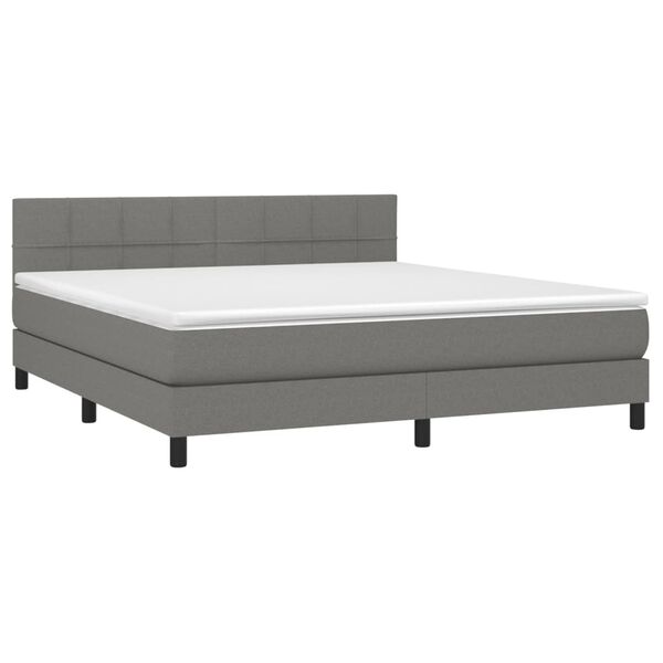 vidaXL Sommier &agrave; lattes de lit et matelas et LED Gris fonc&eacute; 160x200 cm