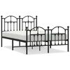 vidaXL Cadre de lit m&eacute;tal sans matelas avec pied de lit noir 120x200cm