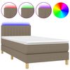 vidaXL Sommier &agrave; lattes de lit avec matelas LED Taupe 90x190 cm Tissu