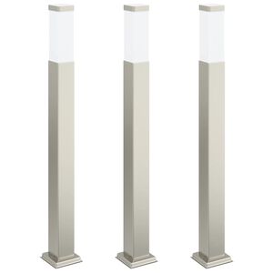 vidaXL Bornes lumineuses lot de 3 80 cm acier inoxydable IP44